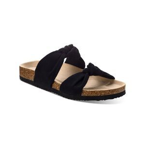 SUN STONE Womens Black Straps Astrid Round Toe Platform Slip On Sandals 8 M